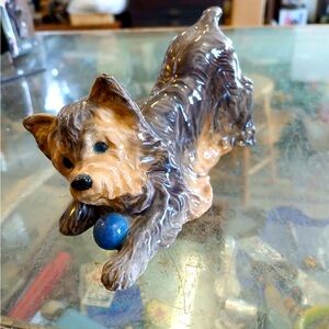 Beautiful Brown Terrier Dog.  Creamware Porcelain Figurine. Heredittes England